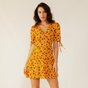 Professionele fabriek Oem vrouwen zomer casual swing bloemenprint jurk